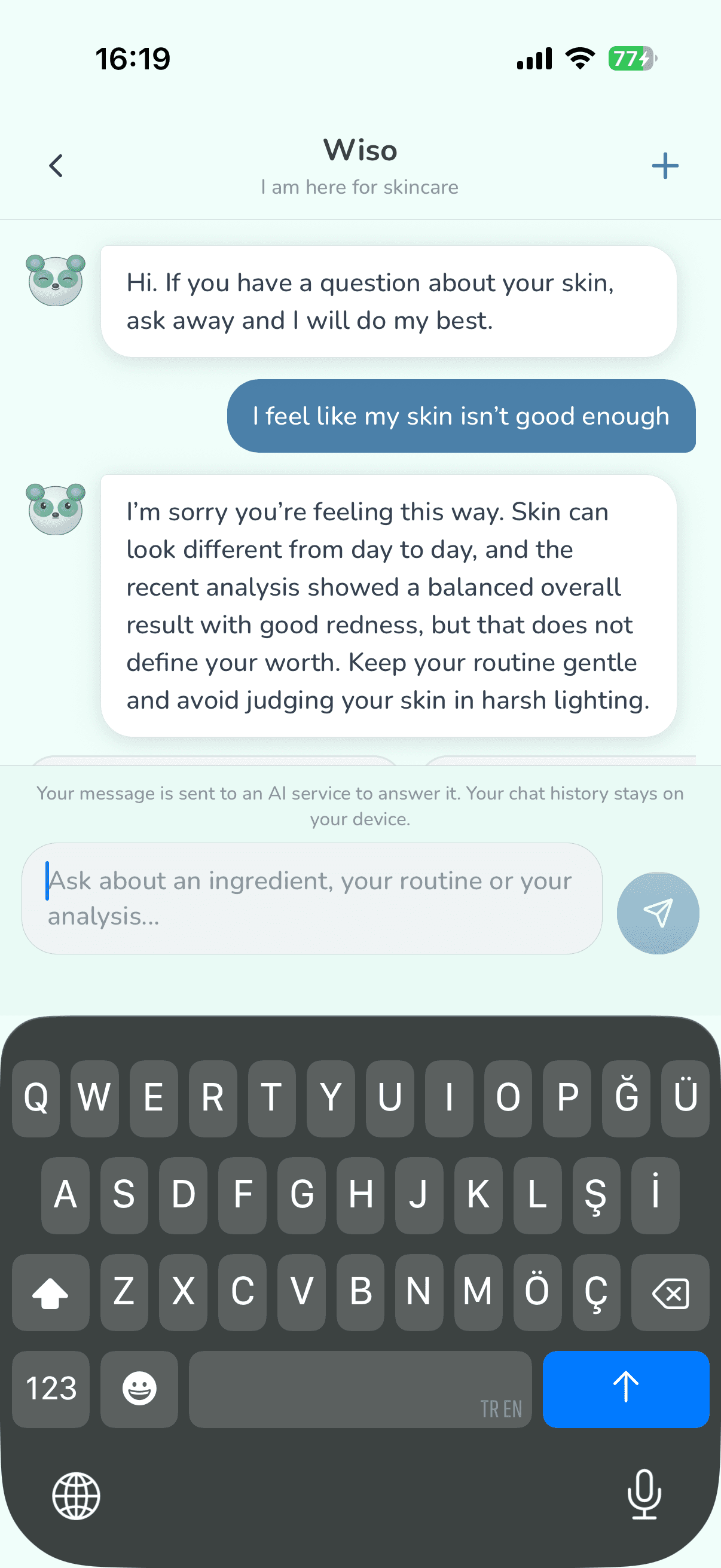 Chat with Wiso: a question about an ingredient and Wiso's answer